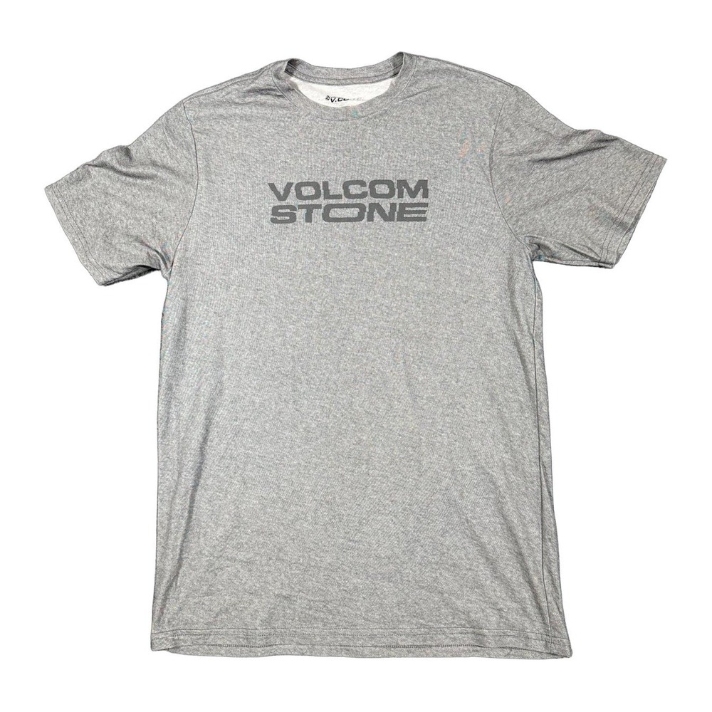 Volcom Euroslash Tech Mens Medium Gray V.CO-TECH Stone Logo Graphic Tee Shirt